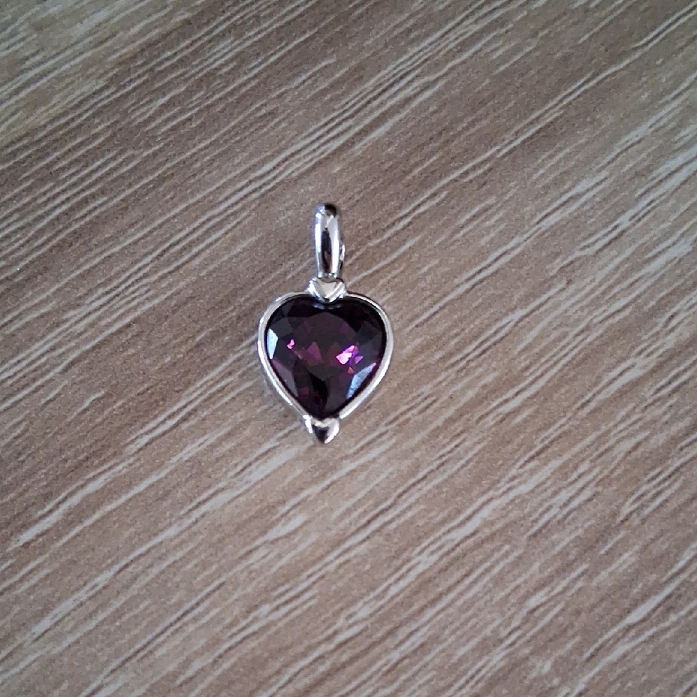 Swarovski Heart-Shaped Silver and Purple Pendant